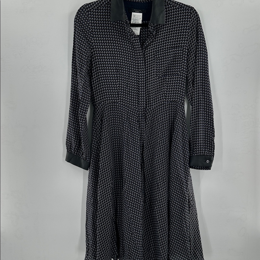 Max Mara Long Sleeve Geometric Silk Dress‎ 2